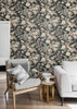 Surface Style Passerine Pavilion Floral Peel and Stick Wallpaper, (Charcoal) New