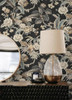 Surface Style Passerine Pavilion Floral Peel and Stick Wallpaper, (Charcoal) New