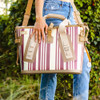 BUILT Large Welded Soft Portable Cooler Wide Mouth Insulated Dusty Rose Stripe New
