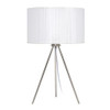 Simple Designs LT1156-WHT Modern Brushed Nickel Tripodal Table Lamp-White Shade New