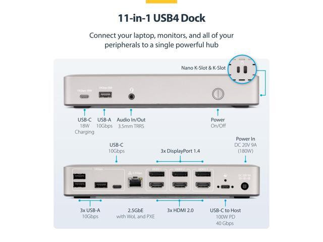 STARTECH TRIPLE-MONITOR USB4 DOCKING STATION 4K 60HZ HDMI DISPLAYPORT ...