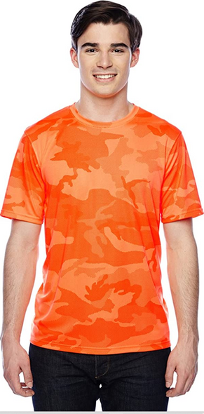 CW22 Hanes Champion Short Sleeve Double Dry T-Shirt Safety Orange Camo XL