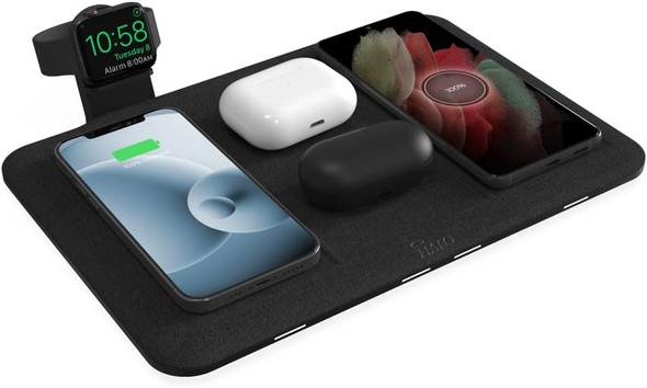 HALO Universal Wireless 4-in-1 Charging Mat with Apple Watch Holder - Black