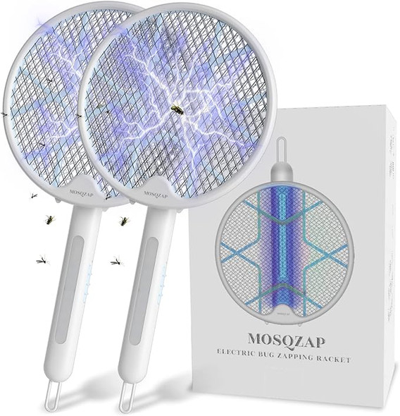 MOSQZAP Electric Fly Swatter Foldable Bug Zapper Out/In door 3,500 Volt (2Pack)