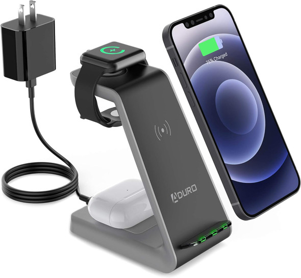 Aduro PowerUp Trinity Pro 3-in-1 Wireless Charging Station for Apple Products