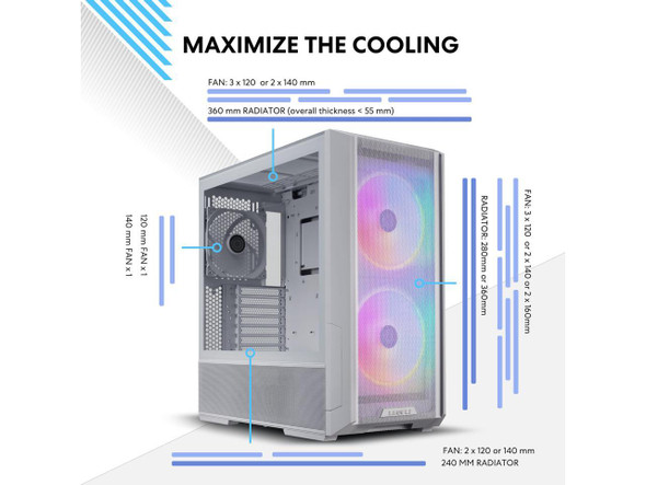 LIAN LI LANCOOL 216RW White Steel / Tempered Glass ATX Mid Tower Computer Case