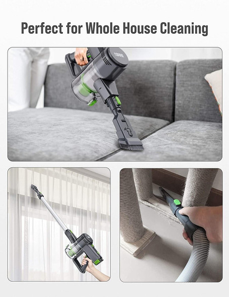 TOPPIN Cordless Stick Vacuum Cleaner 23KPa Powerful Suction TPVC002 - GREEN/GRAY