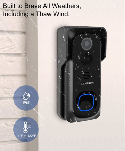 Kamtron Smart Home Video Doorbell 1080P 32GB BLACK BELL-J1