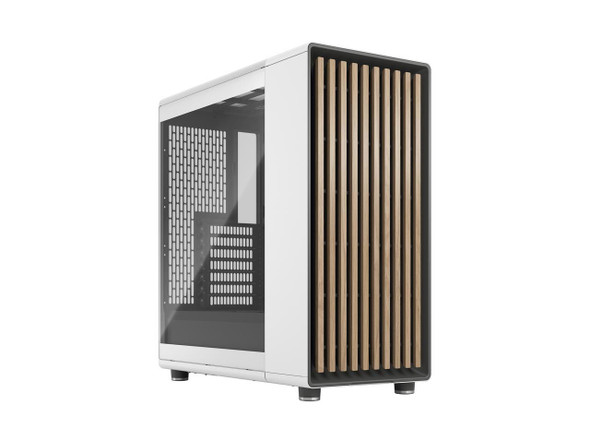 Fractal Design North ATX mATX Mid Tower PC Case - North Chalk White with Oak