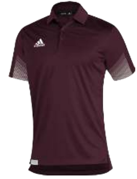 GM2614 Adidas Men's Sideline 21 Primeblue Polo Shirt Maroon/White 2XL