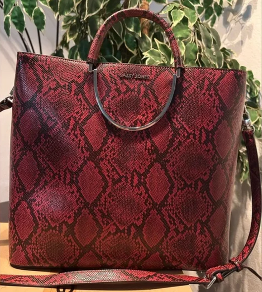 Sassy Jones New Pamela Snake Print Large Crossbody Bag - Red SASSY710028