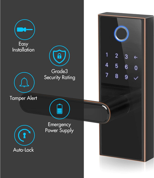 iMagic Electronic Fingerprint Door Lock, Keypad Entry Door Lock - Aged Bronze