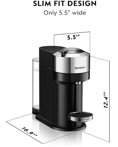 Nepresso Vertuo Next Deluxe Coffee & Espresso Maker CHROME ENV120C