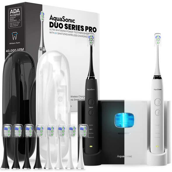 AquaSonic DUO PRO Ultra Whitening 40,000 VPM Electric Smart ToothBrushes DP2