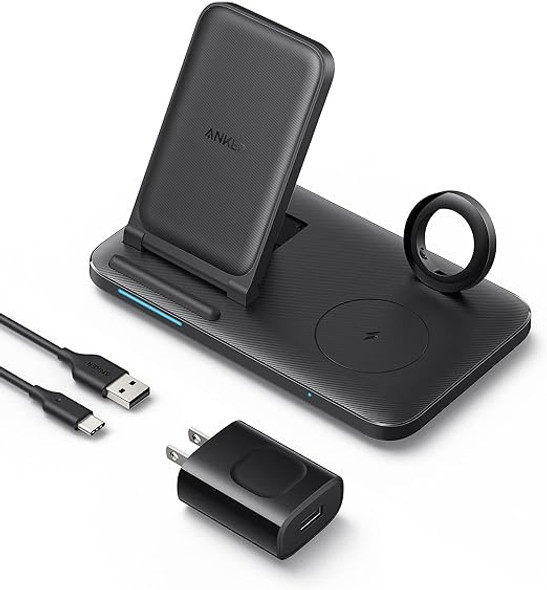 Anker Foldable 3-in-1 Wireless Charging Adapter 335 Wireless Charger - BLACK