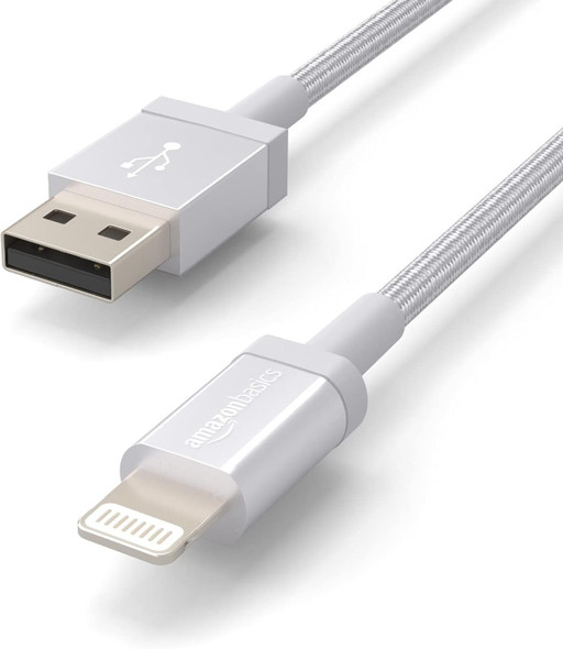 Amazon Basic Braided USB-A to Apple Connector 10 Foot 12 Pack Silver