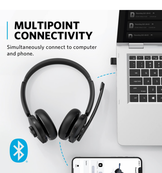 Anker PowerConf H500, Bluetooth Dual-Ear Headset with Microphone A3511011