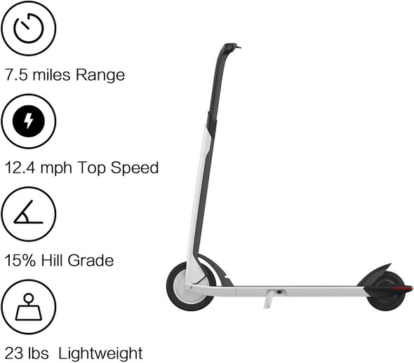 Segway Ninebot Air T15 Electric Kick Scooter, Lightweight and Portable - White