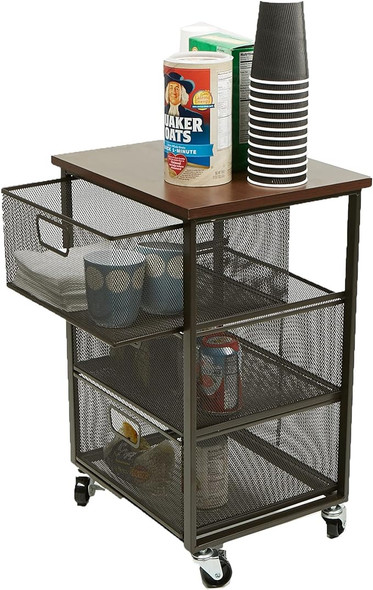 Mind Reader Network Collection Rolling Storage Cart 3TMESHC-BLK - BLACK