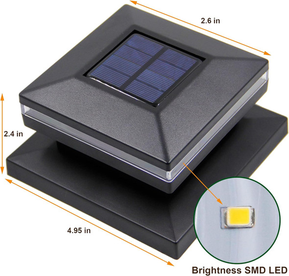 MAGGIFT 15 Lumen Post Lights, Solar Powered Caps, 8 Pack - BLACK
