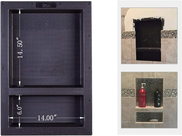 Uni-Green Tile Niche for Shower 25" x 17" Dimensions UGRN201 - Black