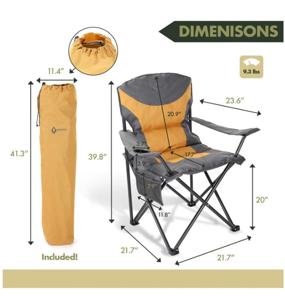 ARROWHEAD OUTDOOR Portable Folding Camping Quad Chair Tan & Gray KKS0207U