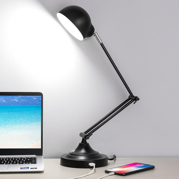Mlambert 3 Color in 1 LED Desk Lamp with USB Charging Port, Fully Dimmable