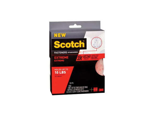 3M Scotch RF6760 Extreme Fasteners, Clear, 1" x 10 ft