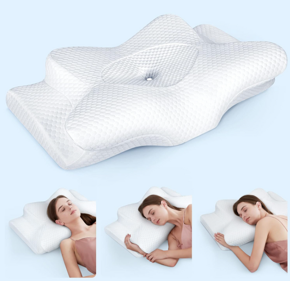 Emircey Adjustable Neck Cervical Memory Foam Pillows WHITE QUEEN EDK010AQ
