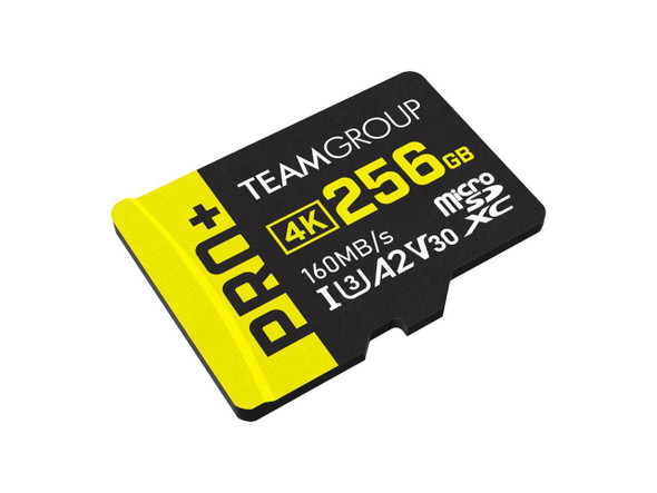 Team 256GB PRO+ microSDXC UHS-I/U3 Class 10 Memory Card with Adapter, compatible