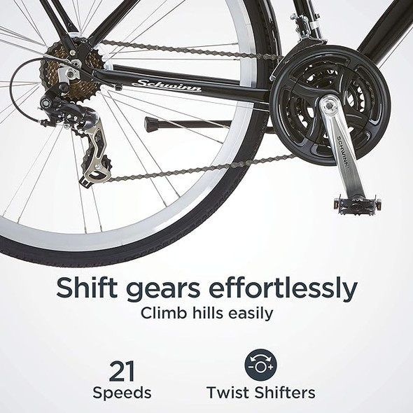 Schwinn Discover Mens and Womens Hybrid Bike 21 Speed 28-Inch Wheels - BLACK