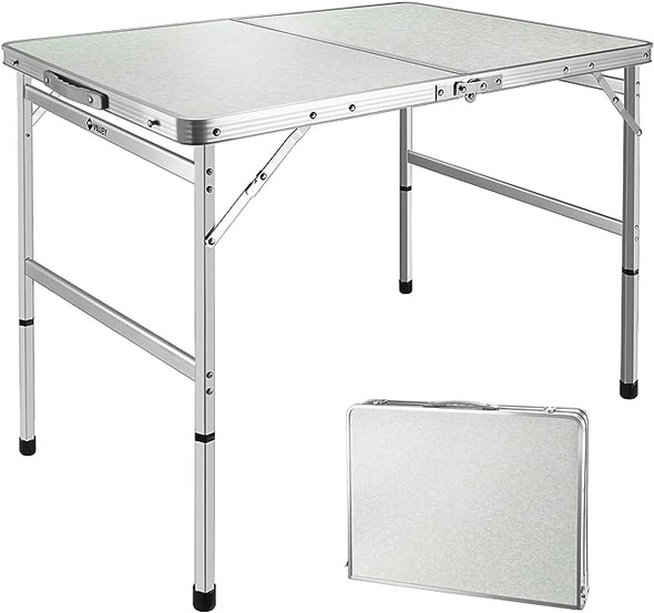 VILLEY Folding Camping Table Portable Lightweight Adjustable VY133001AE - White