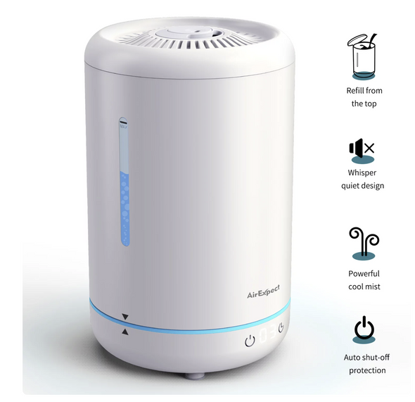 AirExpect Ultrasonic Cool Mist Humidifier Bedroom Top Fill 3.5 Liter Water Tank