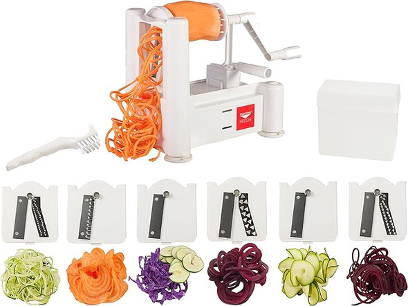 Paderno World Cuisine 6-Blade Vegetable Slicer / Spiralizer Counter - WHITE