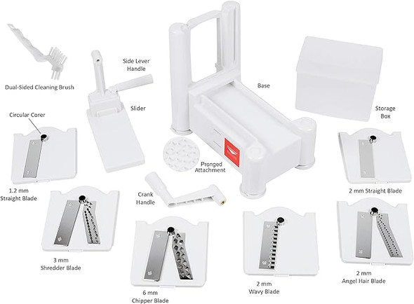 Paderno World Cuisine 6-Blade Vegetable Slicer / Spiralizer Counter - WHITE