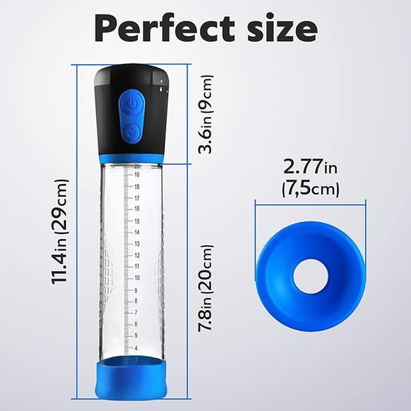 Electric Penis Vacuum Pump Automatic Penis Enlargement 3 Suction 8150 - BLUE