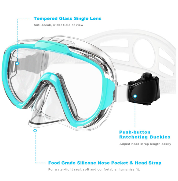 Zipoute Snorkel M61019 Dry Top Snorkeling Gear for Adults Green