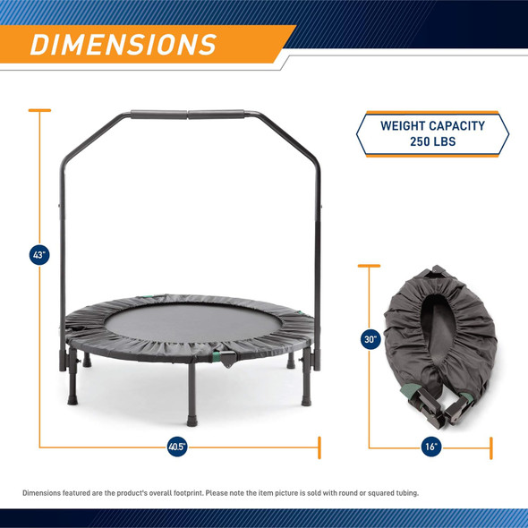 Marcy 40-inch Trampoline Cardio Trainer with Handle ASG-40 - Black