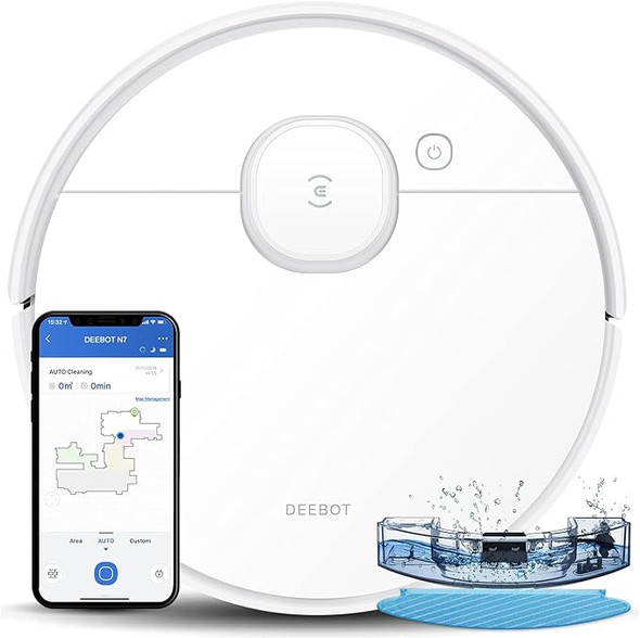 ECOVACS Deebot OZMON7 Robot Vacuum and Mop Cleaner Laser Navigation - WHITE