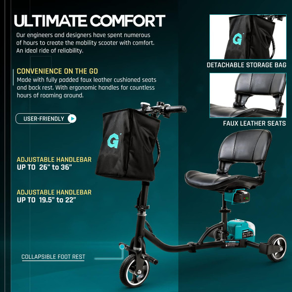 G GUT142 Lightweight 48V Long Range Folding Electric Mobility Scooter G GUT142 Lightweight 48V Long Range Folding Electric Mobility Scooter