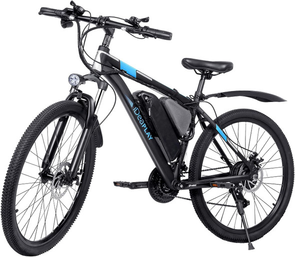 IDEAPLAY 26'' Electric Bike P30, 350W Motor, 36V Removable Battery - BLACK/BLUE