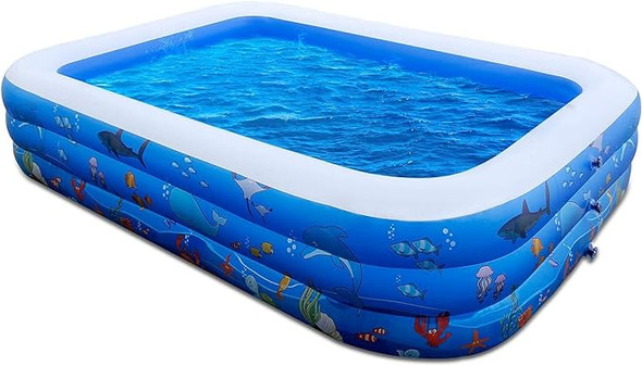 FUNAVO Inflatable Swimming Pools 100" X71" X22" Family Swimming Pool - BLUE