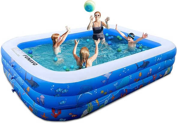 FUNAVO Inflatable Swimming Pools 100" X71" X22" Family Swimming Pool - BLUE