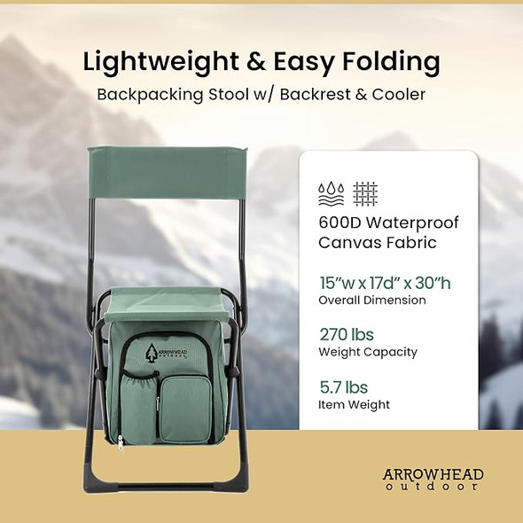 ARROWHEAD OUTDOOR Multi-Function 3-in-1 Compact Camp Chair - Forest Green