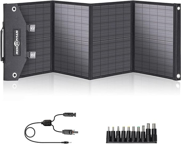 ROCKPALS Foldable Solar Panel 60W SP002 Portable Solar Panel Charger Black/Gray ROCKPALS Foldable Solar Panel 60W SP002 Portable Solar Panel Charger Black/Gray