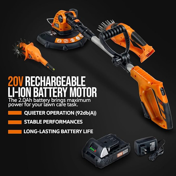 SuperHandy Electric 3-in-1 20V 2Ah Battery Tiller, Trimmer, Shears - ORANGE