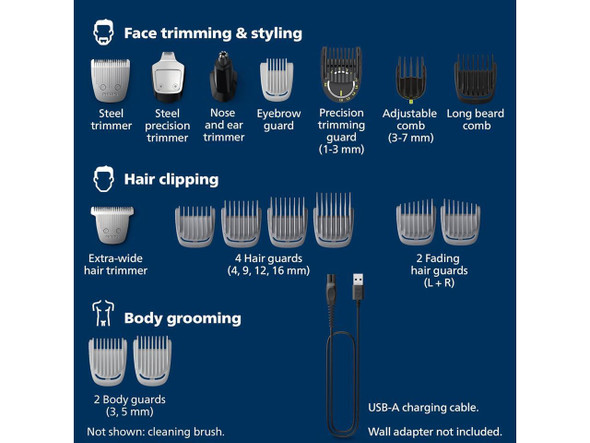 Philips Norelco Multigroom Series 7000 , Mens Grooming Kit with Trimmer for