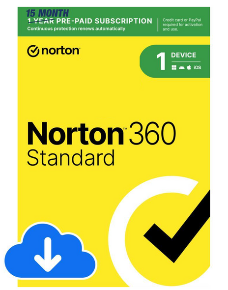 Norton 360 Standard 1 Device 2024 Ready 15 Month Subscription - Digital Delivery