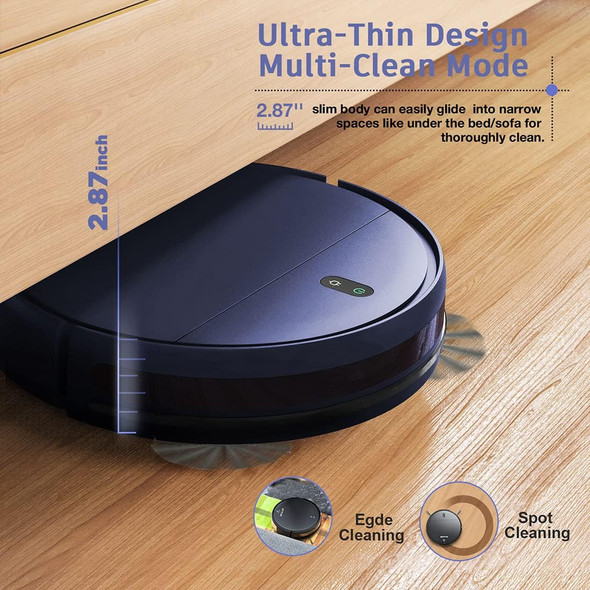 GTTVO 2 in 1 Mopping Robot Vacuum Cleaner with Quiet Multiple Cleaning Mode BLUE