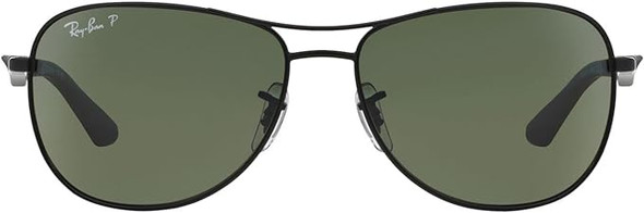 Ray-Ban Men's RB3519 Aviator Sunglasses - Green Polarized/ Matte Black